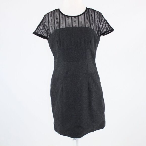 Charcoal gray TULLE sheath dress L - Picture 1 of 8